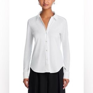 Theory Women’s Pima Jersey Cotton Button down Career Shirt In White Sz Small